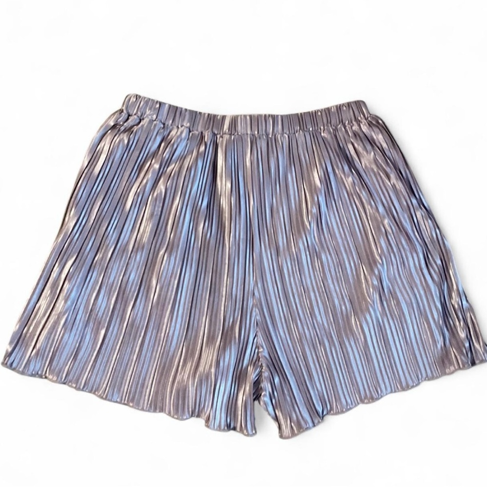 Lavender Metallic Pleated Shorts